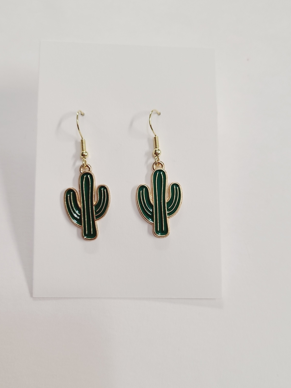 Green Cactus Drop Earrings